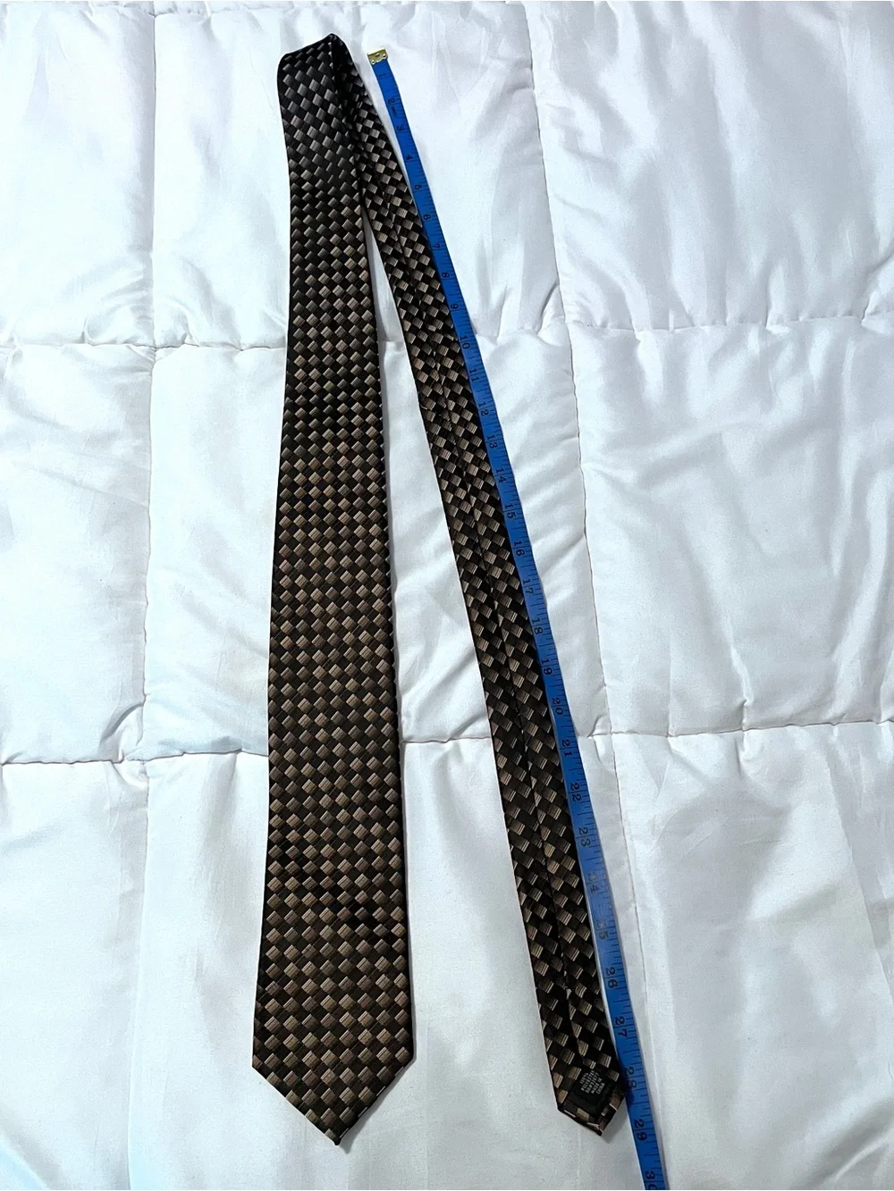 Stafford Men's Woven Check Tie in Brown and Black